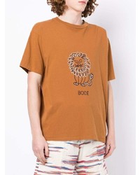 rotbraunes verziertes T-Shirt mit einem Rundhalsausschnitt von Bode