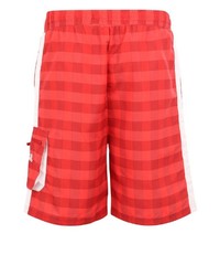 rote Badeshorts mit Schottenmuster von Lonsdale