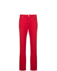 rote bedruckte enge Jeans