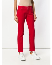 rote bedruckte enge Jeans von MSGM