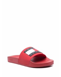 rote bedruckte Gummi Sandalen von Tommy Jeans