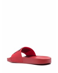 rote bedruckte Gummi Sandalen von Tommy Jeans