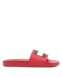 rote bedruckte Gummi Sandalen von Tommy Jeans