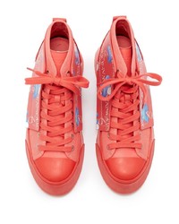 rote bedruckte hohe Sneakers aus Leder von JW Anderson