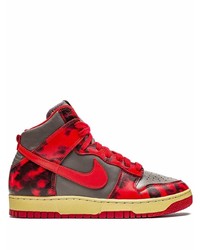 rote bedruckte hohe Sneakers aus Leder von Nike