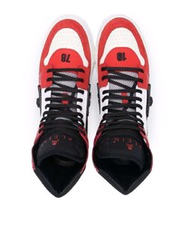 rote bedruckte hohe Sneakers aus Leder von Philipp Plein
