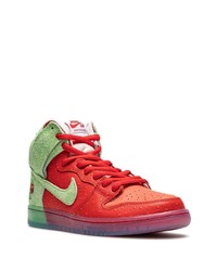 rote bedruckte hohe Sneakers aus Leder von Nike