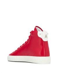 rote bedruckte hohe Sneakers aus Leder von Philipp Plein