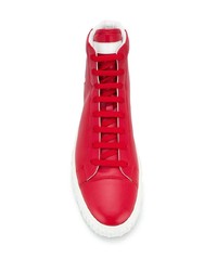 rote bedruckte hohe Sneakers aus Leder von Philipp Plein