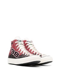 rote bedruckte hohe Sneakers aus Leder von Converse