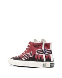 rote bedruckte hohe Sneakers aus Leder von Converse