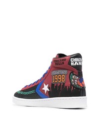 rote bedruckte hohe Sneakers aus Leder von Converse