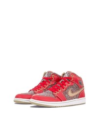 rote bedruckte hohe Sneakers aus Leder von Jordan