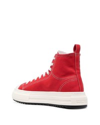 rote bedruckte hohe Sneakers aus Segeltuch von DSQUARED2