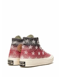 rote bedruckte hohe Sneakers aus Segeltuch von Converse