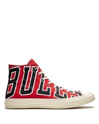 rote bedruckte hohe Sneakers aus Segeltuch von Converse