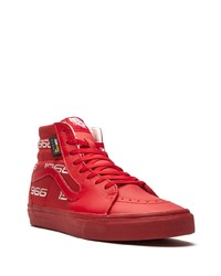 rote bedruckte hohe Sneakers aus Segeltuch von Vans