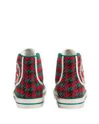 rote bedruckte hohe Sneakers aus Segeltuch von Gucci