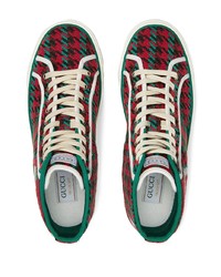 rote bedruckte hohe Sneakers aus Segeltuch von Gucci