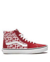 rote bedruckte hohe Sneakers aus Segeltuch von Vans