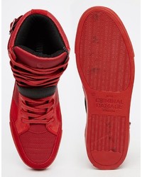 rote bedruckte hohe Sneakers von Criminal Damage