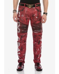 rote bedruckte Jeans von Cipo & Baxx