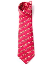 rote bedruckte Krawatte von Hermes