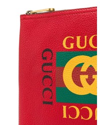 rote bedruckte Leder Clutch Handtasche von Gucci