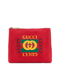 rote bedruckte Leder Clutch Handtasche von Gucci