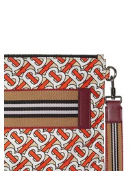 rote bedruckte Leder Clutch Handtasche von Burberry