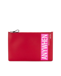 rote bedruckte Leder Clutch Handtasche von Valentino