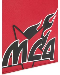 rote bedruckte Leder Clutch von McQ Alexander McQueen