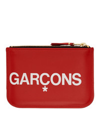 rote bedruckte Leder Clutch von Comme des Garcons Wallets
