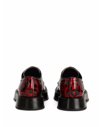 rote bedruckte Leder Derby Schuhe von Dolce & Gabbana