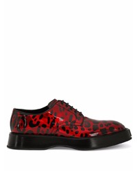 rote bedruckte Leder Derby Schuhe von Dolce & Gabbana
