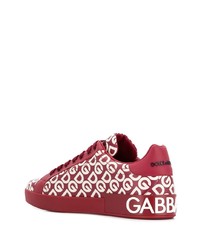 rote bedruckte Leder niedrige Sneakers von Dolce & Gabbana