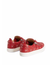 rote bedruckte Leder niedrige Sneakers von Giuseppe Zanotti