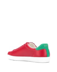 rote bedruckte Leder niedrige Sneakers von Gucci