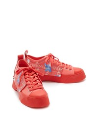 rote bedruckte Leder niedrige Sneakers von JW Anderson