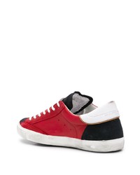 rote bedruckte Leder niedrige Sneakers von Philippe Model Paris