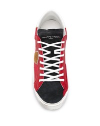 rote bedruckte Leder niedrige Sneakers von Philippe Model Paris