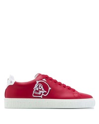 rote bedruckte Leder niedrige Sneakers von Philipp Plein