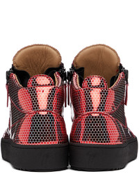rote bedruckte Leder niedrige Sneakers von Giuseppe Zanotti