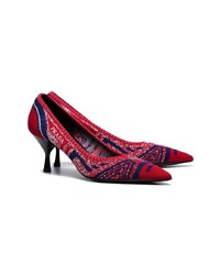 rote bedruckte Leder Pumps von Prada