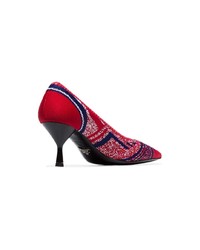 rote bedruckte Leder Pumps von Prada