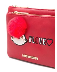 rote bedruckte Leder Umhängetasche von Love Moschino
