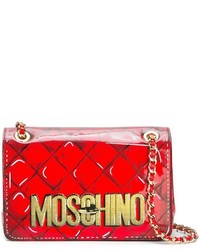 rote bedruckte Leder Umhängetasche von Moschino