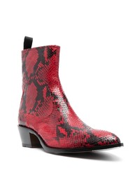 rote bedruckte Lederfreizeitstiefel von Bally