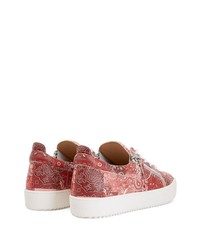 rote bedruckte niedrige Sneakers von Giuseppe Zanotti