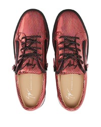 rote bedruckte niedrige Sneakers von Giuseppe Zanotti